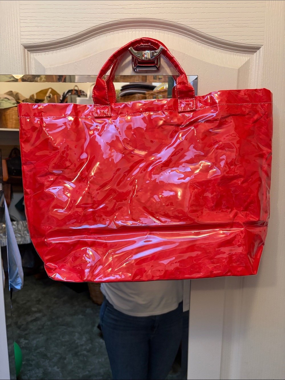 Red Glossy Tote Bag - Tote Bag - Picture 2 of 3